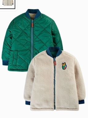 Frugi Green Robin Reversible Quilted Jacket